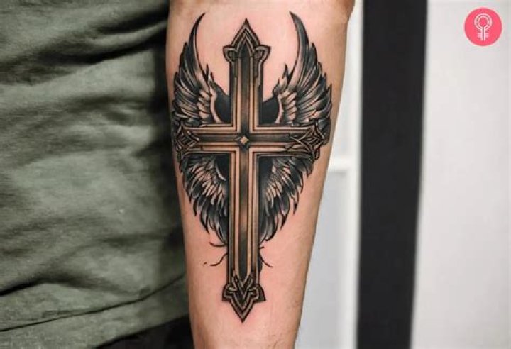 Cross and Wings Tattoo Design: A Symbol of Faith and Freedom